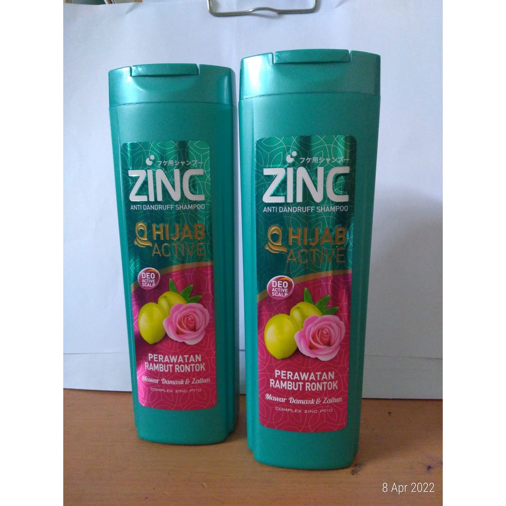 Zinc Hijab Active Shampoo 340ml Mawar Damask Zaitun anti Dandurff Perawatan Rambut Rontok