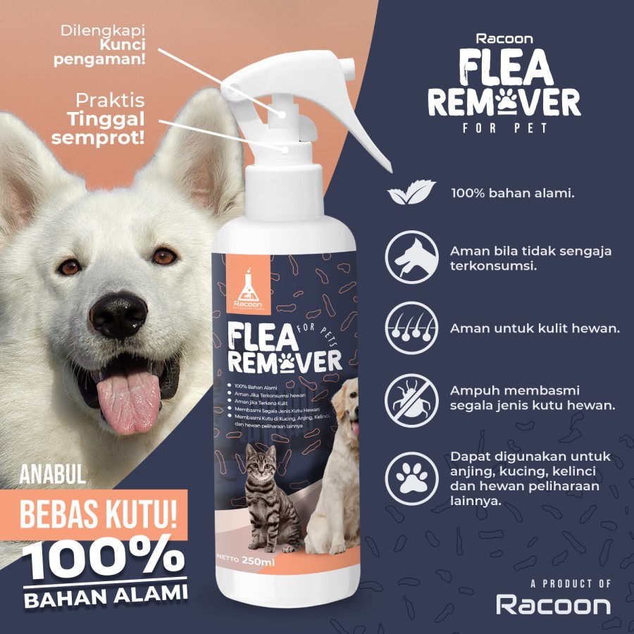 Racoon Flea Remover - Obat Kutu Hewan Peliharaan Kucing dan Anjing Bahan Alami