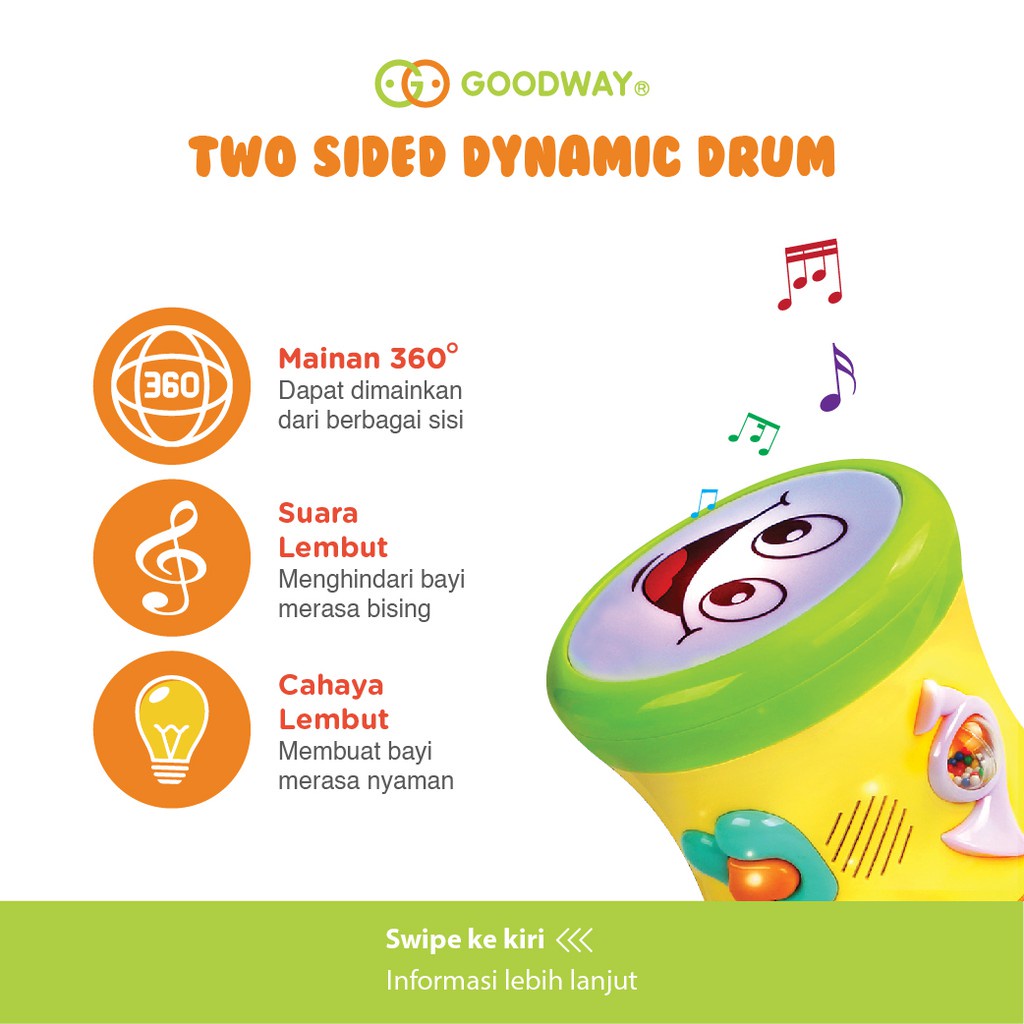 Goodway Two Sided Dynamic Drum / Mainan Drum Anak