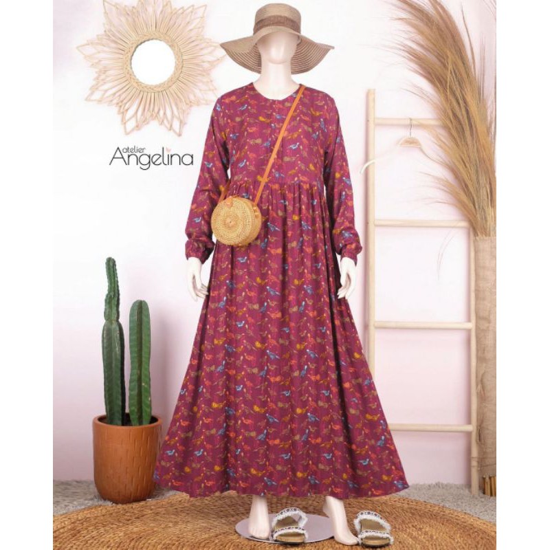 Sarah Dress Atelier Angelina Angel Peacock Burgundy S