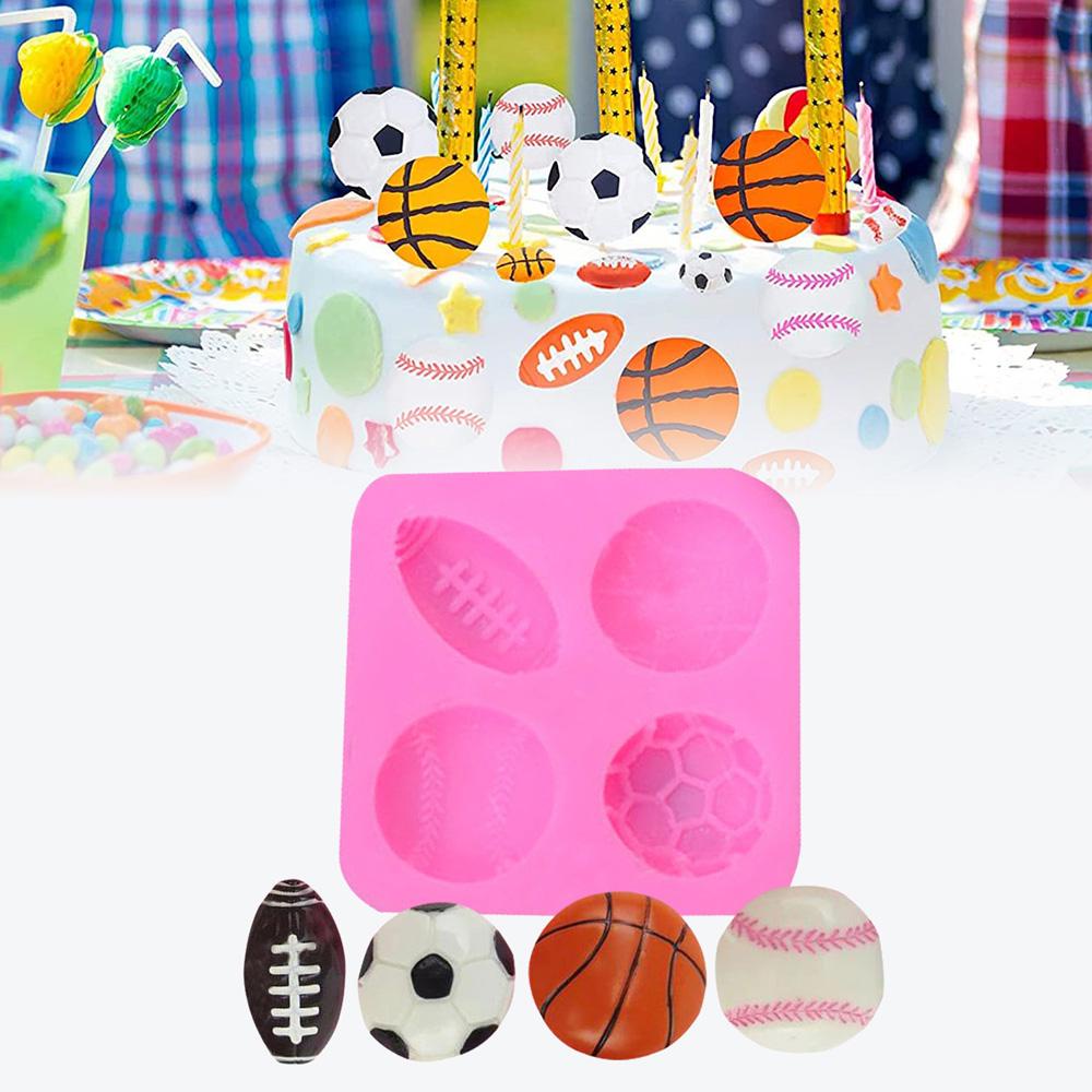 [Elegan] Cetakan Fondant DIY Sabun Rugby Lilin Baseball Basket Sepak Bola Pembuatan Coklat