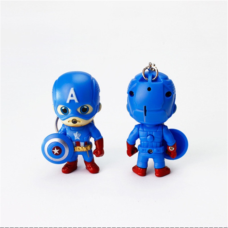 Marvel Gantungan Kunci Action Figure Captain America Dengan Lampu LED + Suara