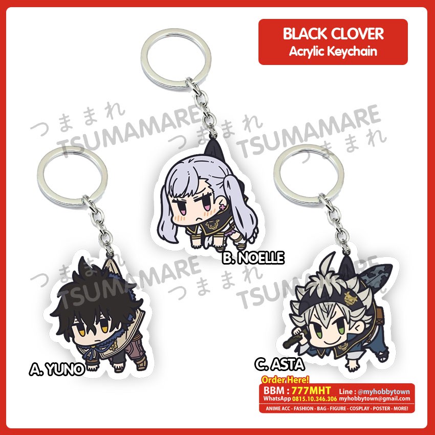 Gantungan Kunci Acrylic Anime Black Clover Pinched Tsumamare (satuan) Asta Yuno Noelle