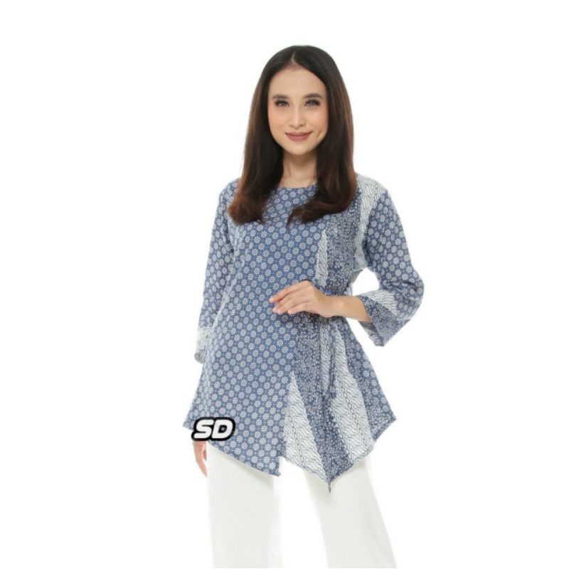 Baju Batik Wanita Modern Atasan Batik Kerja Wanita Blouse Batik Kantor Batik Kombinasi Seragam Batik M L XL XXL