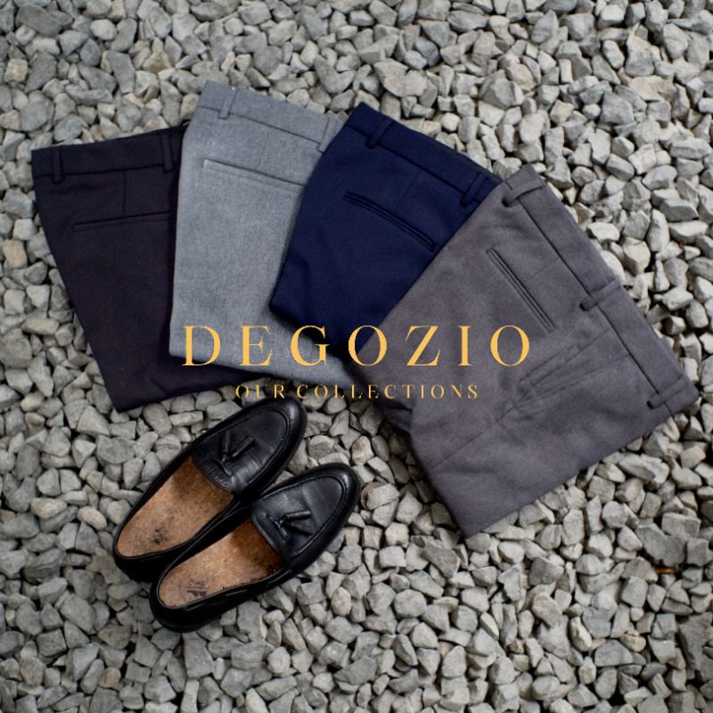 DEGOZIO Celana Bahan Pria Slimfit Abu Muda - Man Light Grey Trouser