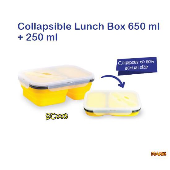 MAK81 BABY SAFE SC005 SILICONE COLLAPSIBLE LUNCH BOX 2 PARTS TEMPAT MAKAN 2 SEKAT SILIKON