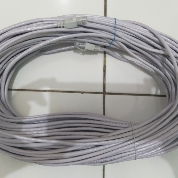 Kabel LAN 50M UTP CAT5e -Rj45 - Plugboot Grey Siap Pakai 50 Meter kualitas bagus