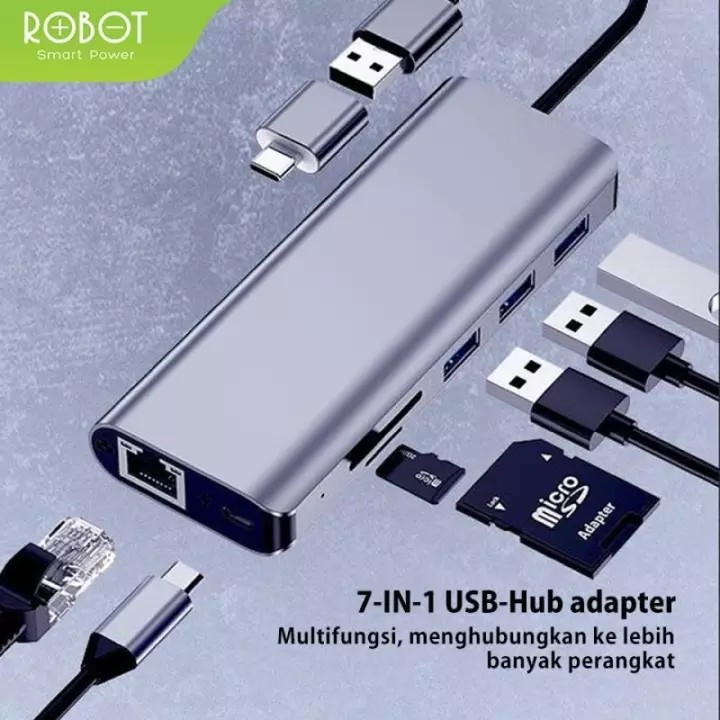 ROBOT HT370 USB HUB Type C LAN card reader Adapter Macbook iPad pro