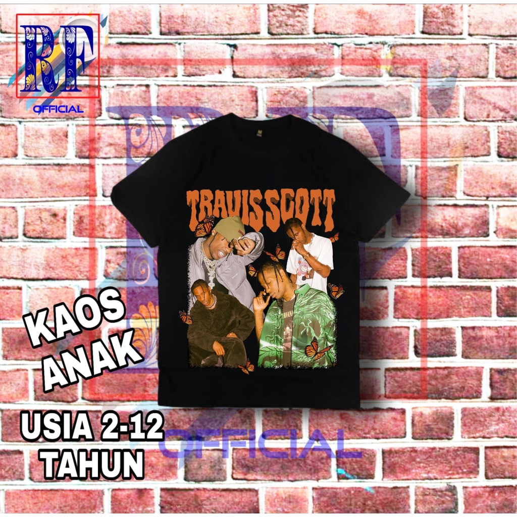 Kaos baju anak TRAVIS SCOTT band logo t-shirt rapper band metal musik rock kaos band oversize lokal 