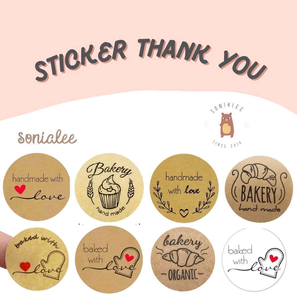 

Sticker Thank you / baked with love / jualan kue stiker