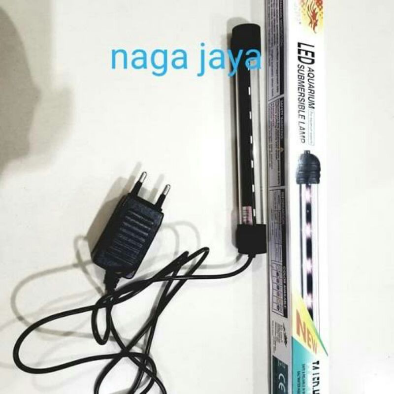 lampu celup aquarium t4 led 50 cm 3 warna packing pipa pvc
