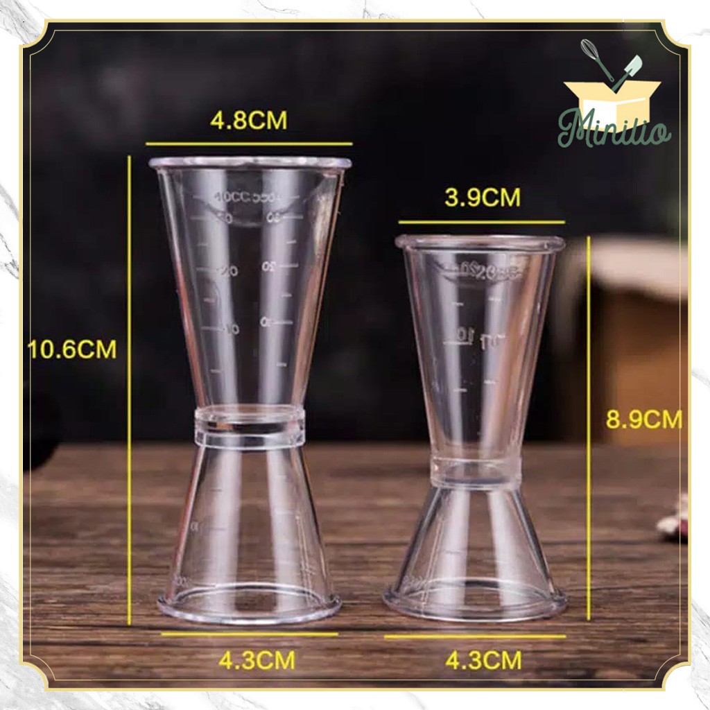 Jual JIGGER / MEASURING CUP plastik acrylic 20 40 GELAS ukur u/ sirup