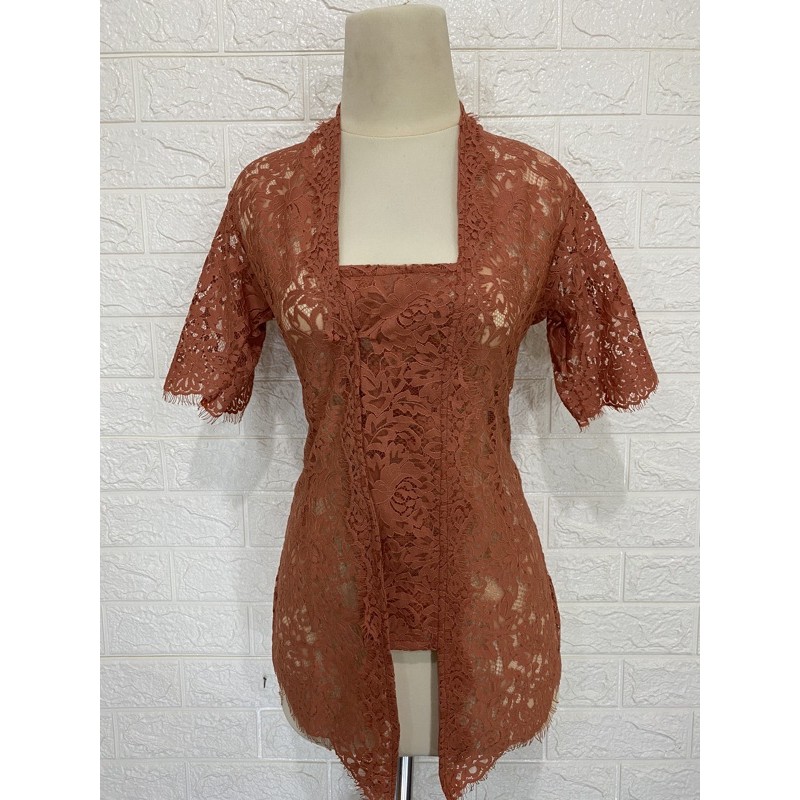 kebaya bali brokat semiperancis lengan pendek / kebaya / kebaya brokat / kebaya bali / kebaya brokat-Salem