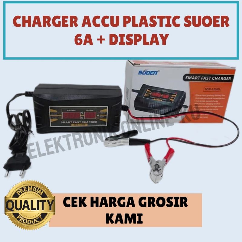 CHARGER ACCU PLASTIK SUOER 6A + DISPLAY