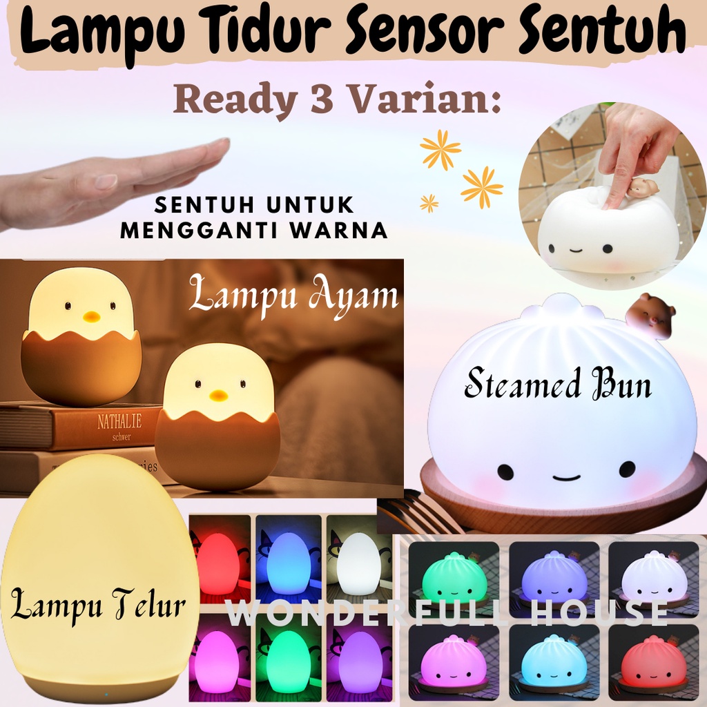 Lampu Tidur Sensor Sentuh Tangan Lampu Tidur Silikon Lampu Hias Dekorasi