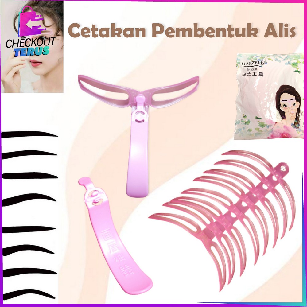 CT K49 Cetakan Alis 8 IN 1 Wanita Alat Cetak Gambar Alis Korea Delapan Model Alat Kecantikan Eyebrow Template