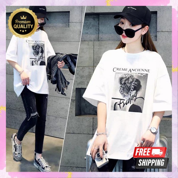 Baju Oversize Perempuan Tshirt Casual Kekinian Kaos Wanita Terbaru Korean Outfit Style Outfit Remaja