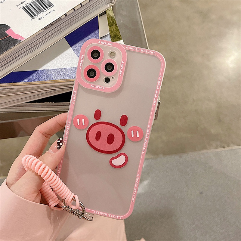 Soft Case Silikon TPU Motif Babi Pink Untuk iPhone 13 12 11 Pro Max X Xr Xs Max SE 8 7 6 6s Plus