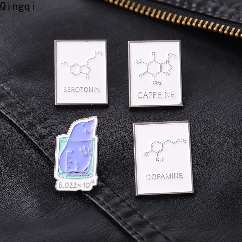 Bros Pin Enamel Desain Struktur Molekul Dopamine Serotonin Beaker Bahan Metal Untuk Hadiah