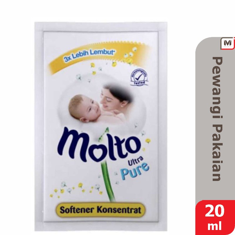 Molto Softener Baby Pure 20ml - Pelembut Pewangi Baju Putih Bayi Sachet 20 Ml