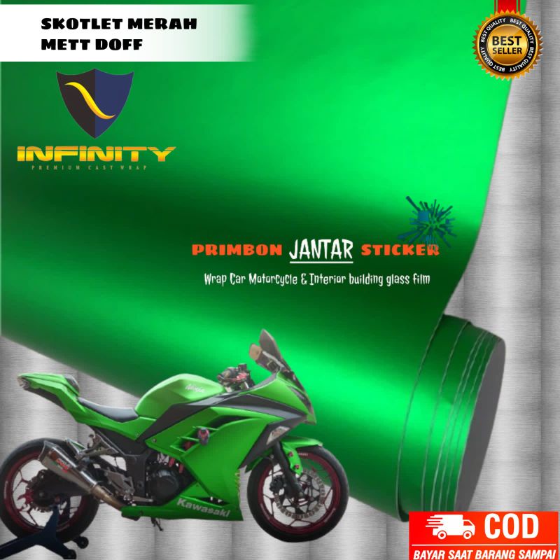 SKOTLET MOTOR METALIK KROM HIJAU DOFF STIKER SCOTLET METT KROM DOFF SEMUA WARNA MERK INFINITY