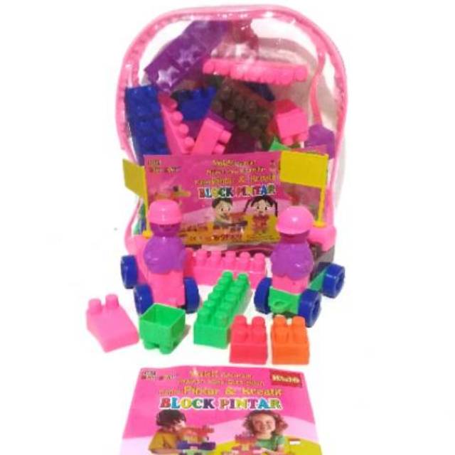 Mainan blok lego pintar tas ransel isi 88 pcs