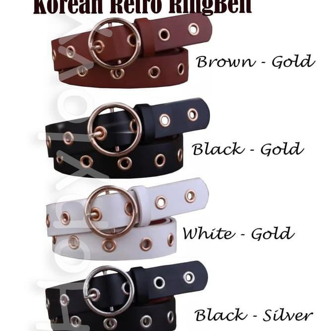 6Z9H Bjd- Ikat Pinggang Wanita Korean Retro Ring Belt Fashion - Brown Gold Rqu3