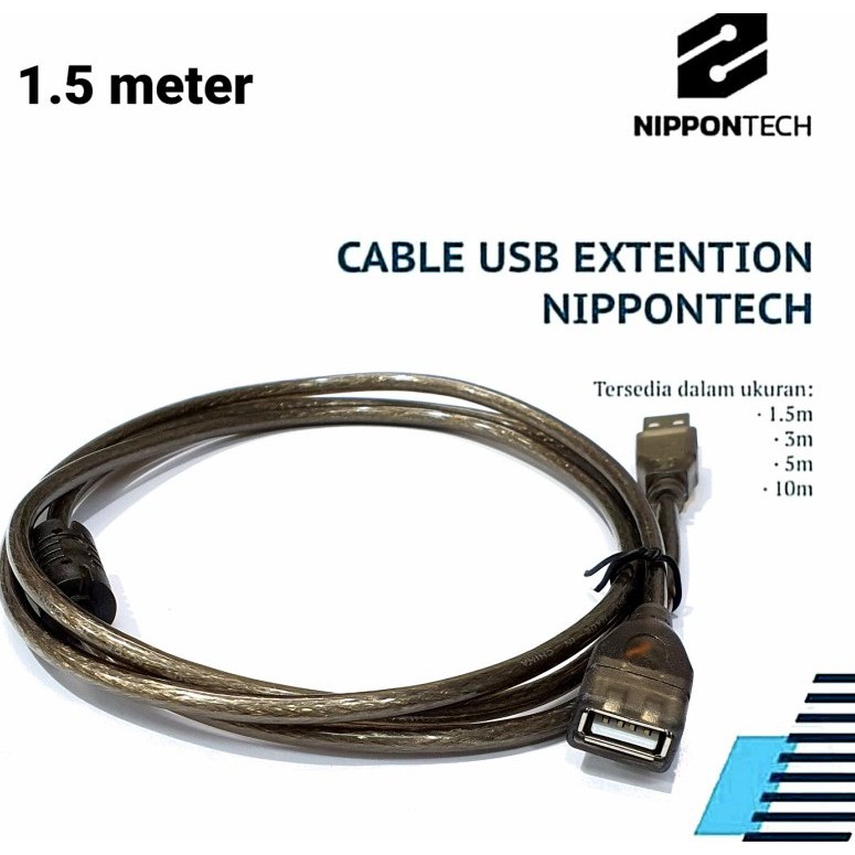 Kabel  usb Extentsion transparan 1.5meter nipontech