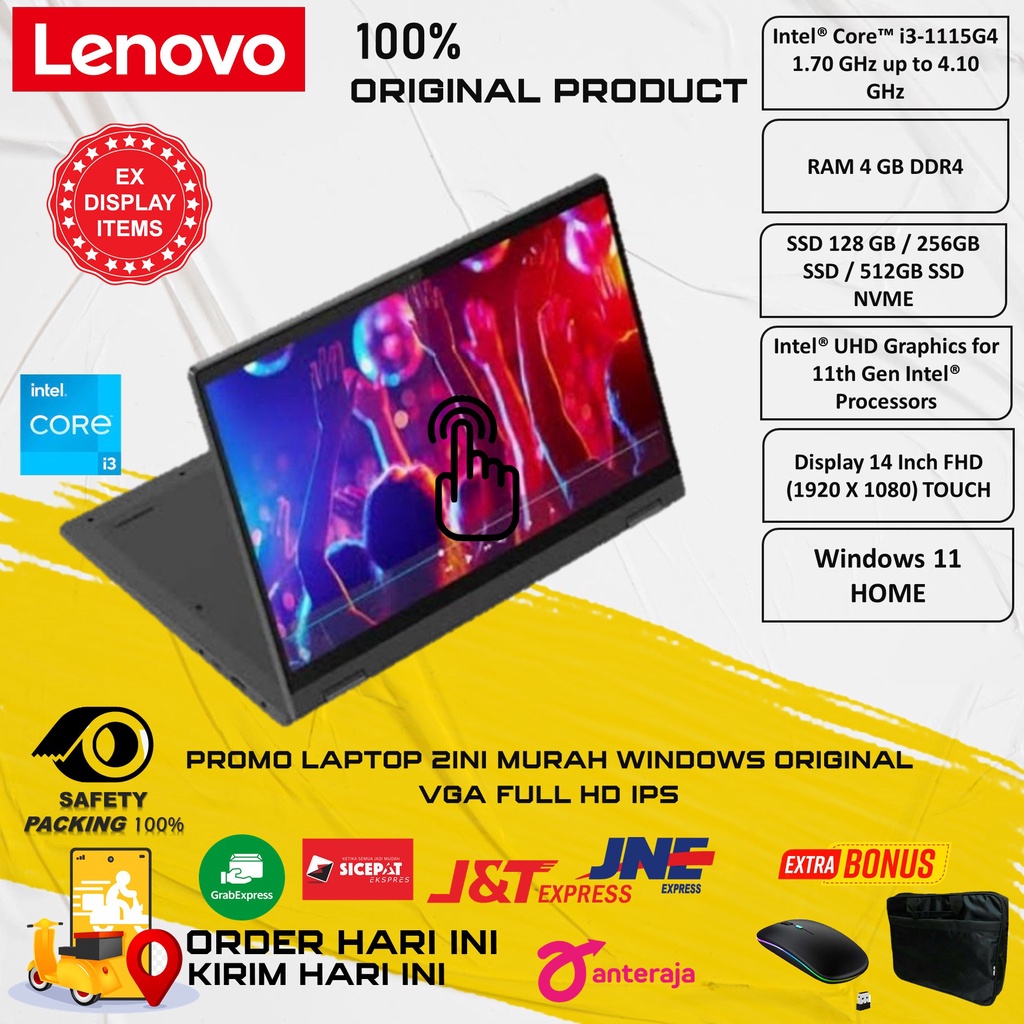 promo laptop 2in1 lenovo ideapad flex5 i3 1115g4 4gb 512 ssd win11home