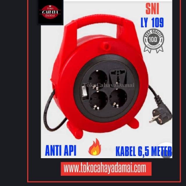 GULUNGAN KABEL TANPA MACET |KABEL ROLL|ANTI API|6,5METER|KEALUTAS SNI | LOYAL LY109