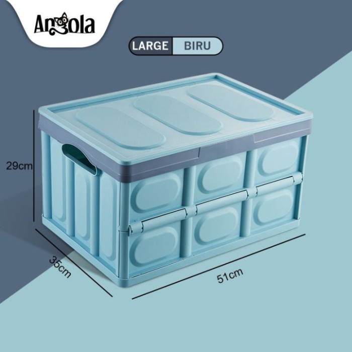 Angola Storage Box Lipat C05 Tempat Baju Folding Kotak Penyimpanan - Large-Blue