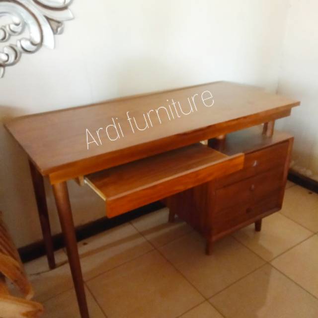 Meja kerja retro kayu jati meja laptop komputer minimalis meja belajar furniture jepara