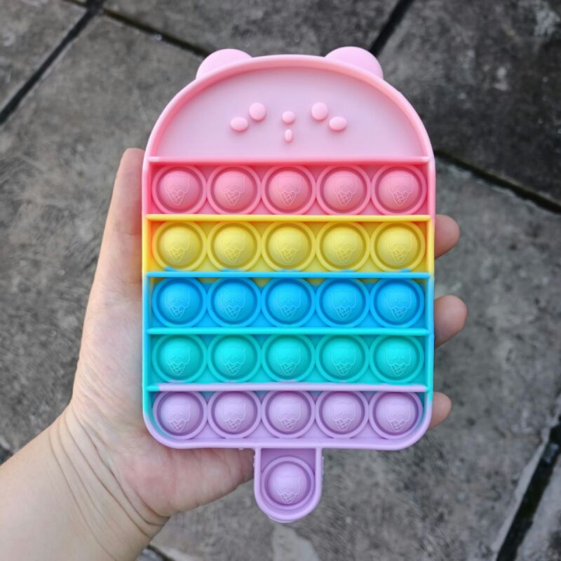 Mainan Viral Pop it Fidget Rainbow, Pop it viral, Mainan pop it, Fidget toys-ice cream bear