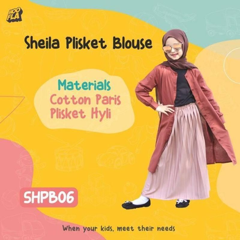 Hofla - SHPB 06 sheila plisket blouse L merah bata x mocca