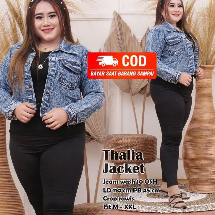 Recomended.. JAKET CROP JUMBO BIG SIZE JAKET CROP JEANS WANITA JUMBO TERBARU MURAH JAKET JINS OVERSI