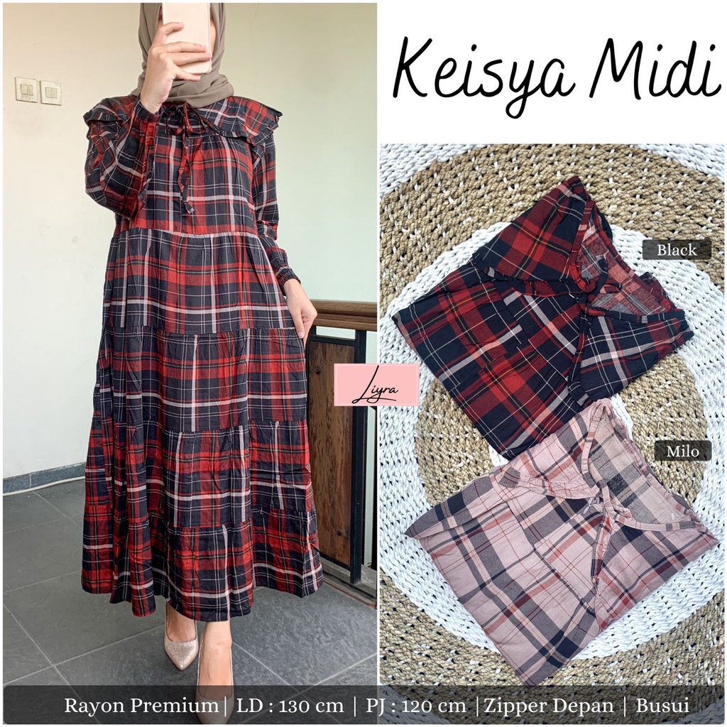 Keisya Midi Dress/Gamis/Baju Muslim/Baju Wanita