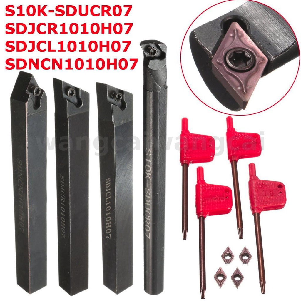 4 x10mm S10K/SDUCR07 / SDJCR/SDJCL/SDNCN1010H07 CheDao set, 4hal DCMT0702 pedangnya Bubut Boring Bar