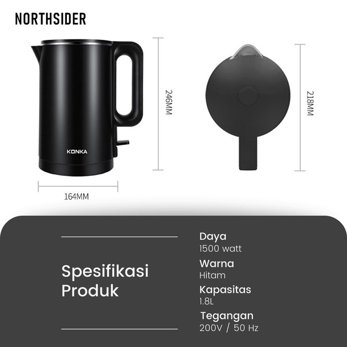 TEKO PEMANAS ELECTRIC KETTLE | TEKO LiSTRIK HITAM KMI8(WE)