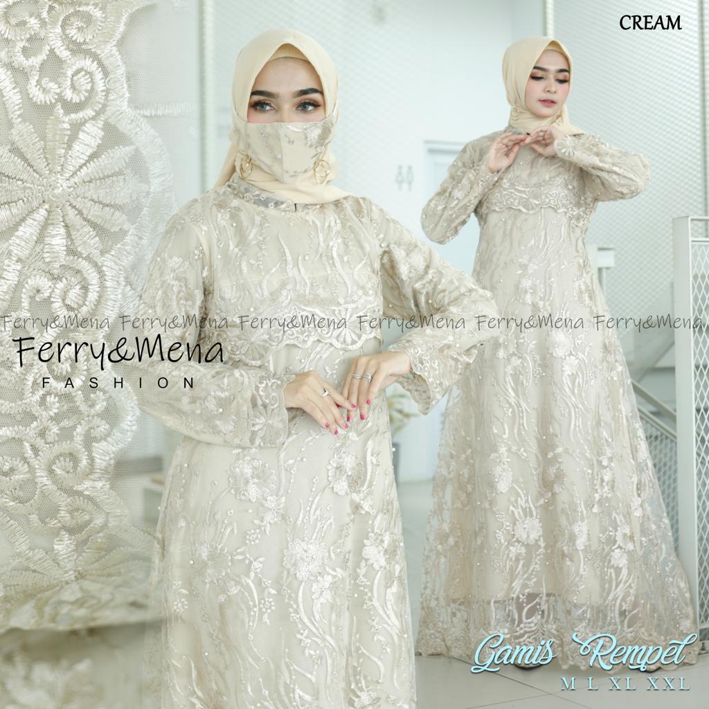 GAMIS MEWAH !!! GAMIS REMPEL TULLE TWOTONE MAXI DRESS BRUKAT KEKINIAN