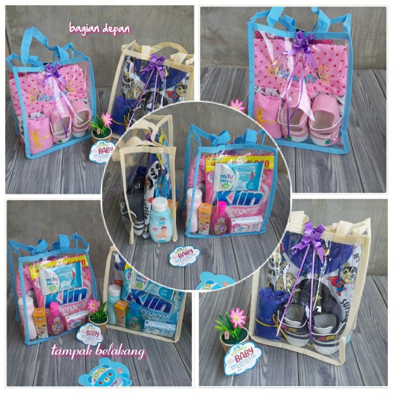 kado sambang bayi/kado lahiran/paket lengkap sambang bayi murah/gift set baby newborn/hadiah bayi kemas tas mika cantik