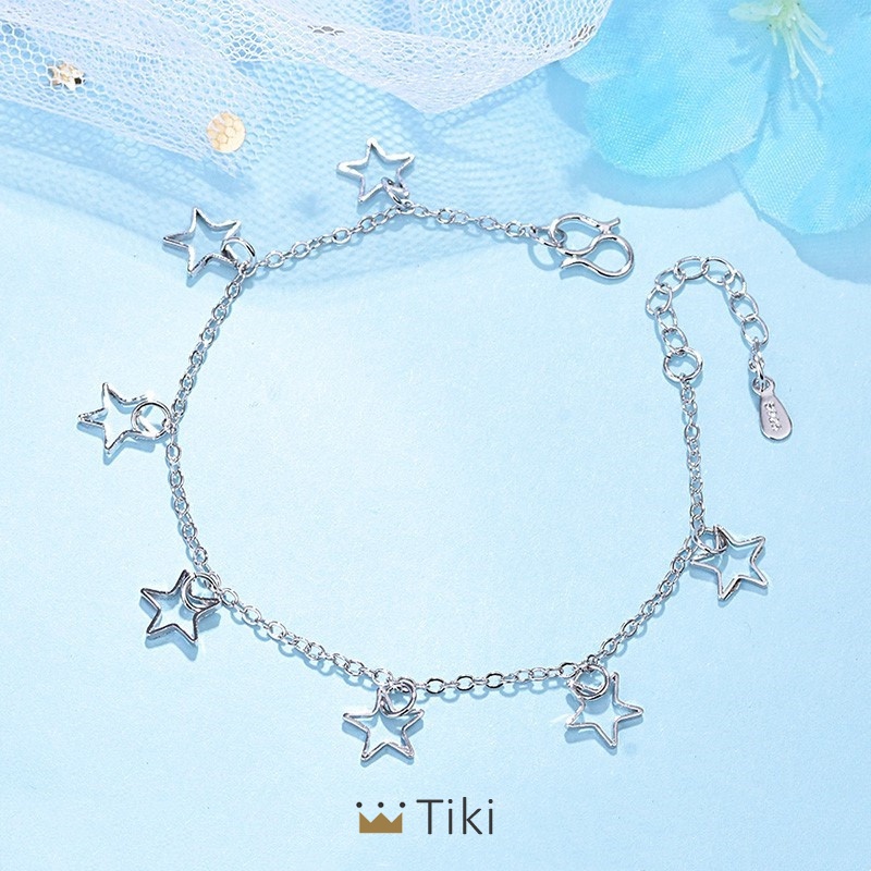 925 Perak Berbentuk Hati Rantai Gelang Bunga Bintang Liontin Korea Fashion Gelang Wanita Hadiah Ulang Tahun | TiKi-2