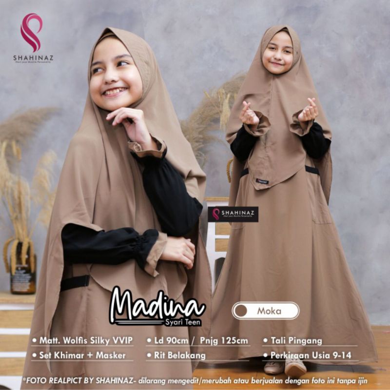 MADINA KIDS Gamis Anak Set Jilbab Katun Wolfis HQ