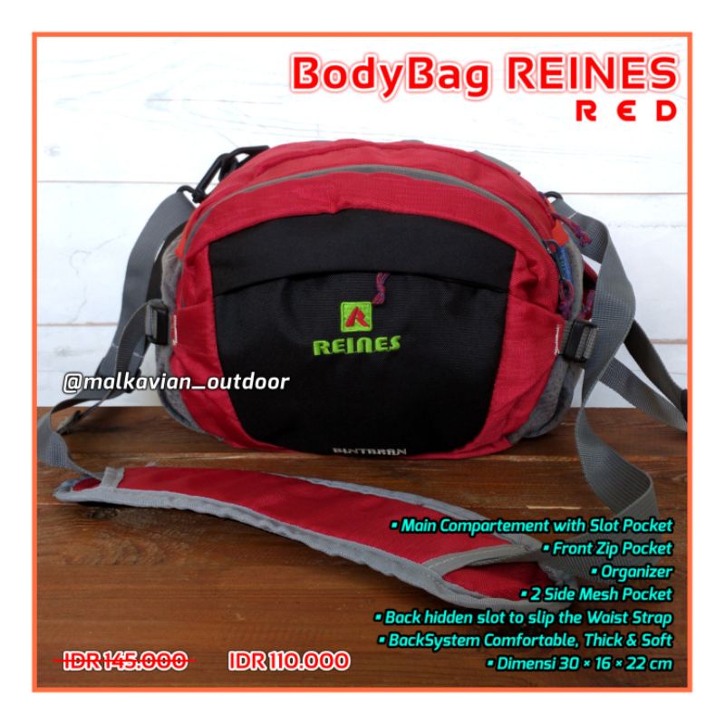 PROMO DISKON BodyBag REINES RED Tas Slempang Pendaki Gunung Hiking Camping Outdoor Adventure