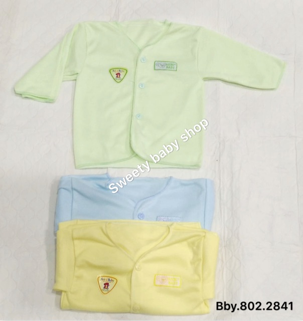 6PCS Baju bayi lengan panjang polos warna 0-3m NewBorn / baju bayi baru lahir panjang