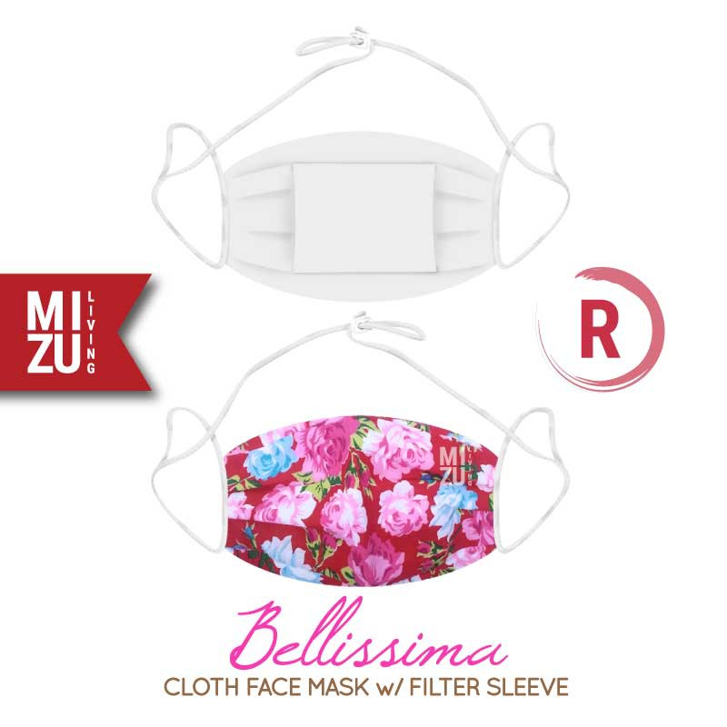 [SALE] MIZU BELLISSIMA Cloth Face Mask Masker Kain Corak Bunga 3Ply Sarung Filter NON-MEDIS REUSABLE-R