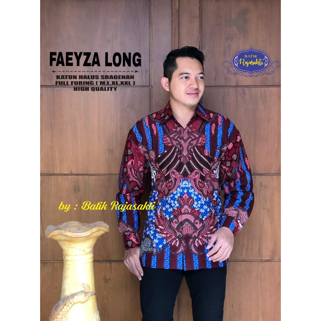 FAEYZA LONG Kemeja Batik Pria Lengan Panjang Katun Halus FULL FURING Rajasakti