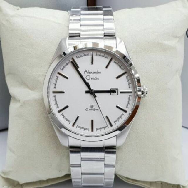 JAM TANGAN PRIA ALEXANDRE CHRISTIE 8560 COWOK SILVER WHITE ORIGINAL
