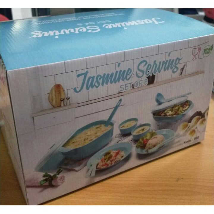Prasmanan Jasmine Serving Set 8 Wadah Sayur Piring Dan Mangkok