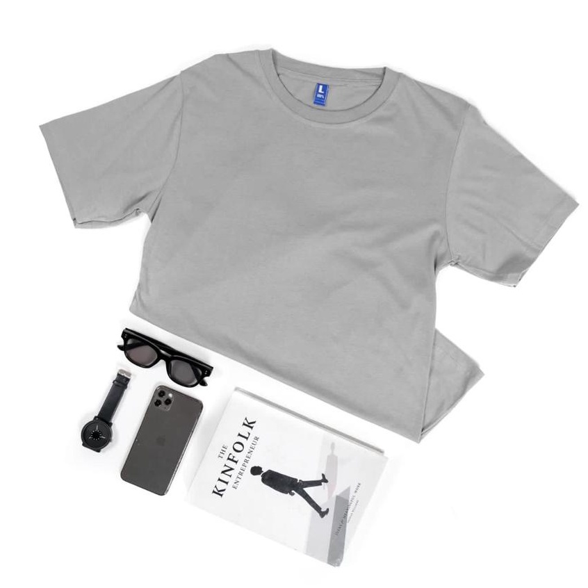 KAOS POLOS LENGAN PENDEK COTTON COMBED 30S-ABU MUDA