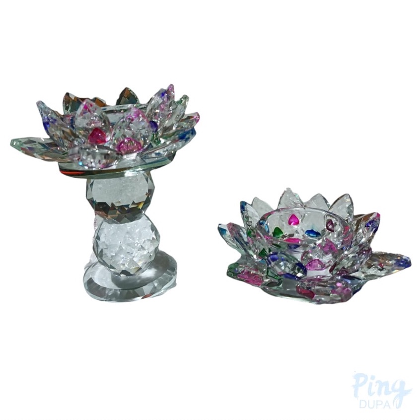 Tempat Lilin Blossom Lotus Teratai Mekar Tealight Kristal Kaca Cantik Elegan Berhadiah Lilin Kualitas Import